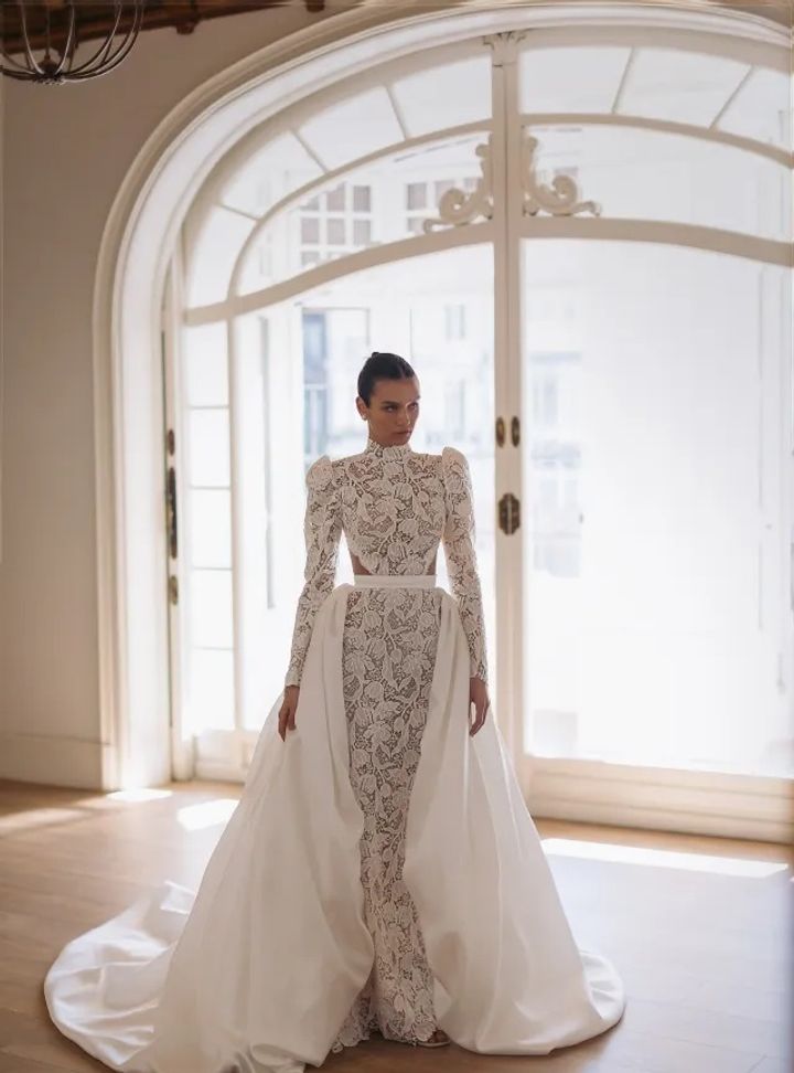 2025 Wona Concept -4-25 A Kesim Hakim Yaka Gelinlik