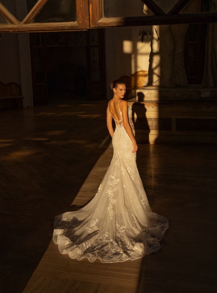 2026 Modeca Gelinlik 254-26 Balık Kesim Bohem Tarlatansız Gelinlik