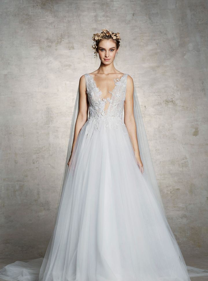 Marchesa Derin V Yakalı A Kesim Gelinlik