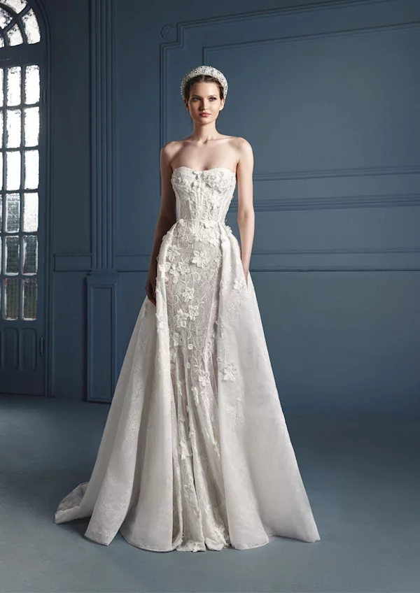 2026 Tony Ward -22-26 Balık Kesim Straplez Göğüs Dekolteli Gelinlik