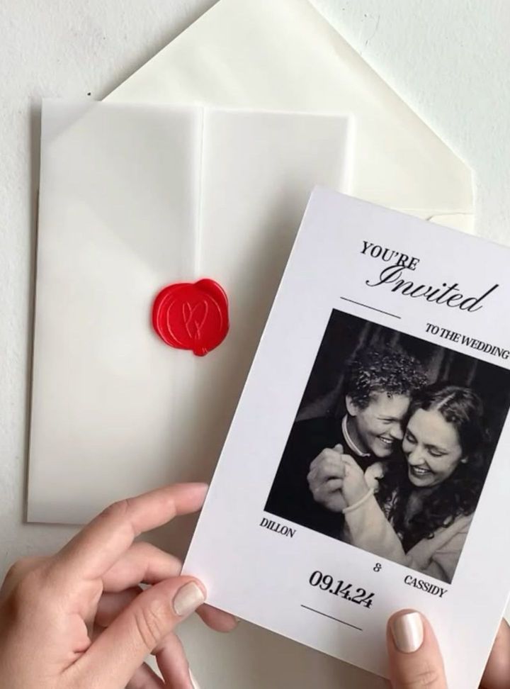 DVT-90-26 Düğün Fotoğraflı Mühürlü Davetiye