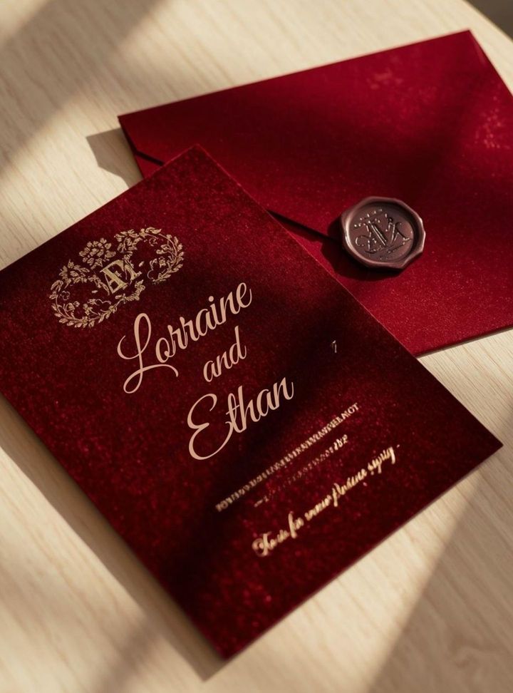 Bordo Kadife Kına Davetiyesi Kadife Kına Davetiye