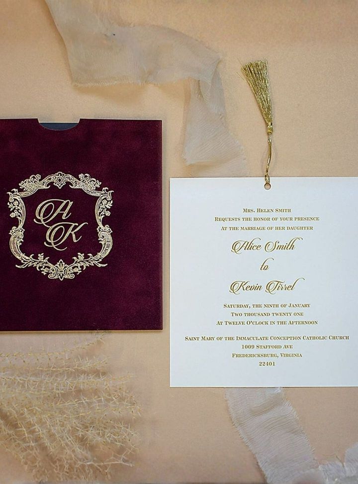 DVT-135-26 Düğün Kadife Davetiye