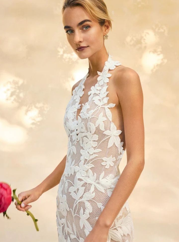 2025 Oscar de la Renta V Yaka Balık Kesim Gelinlik