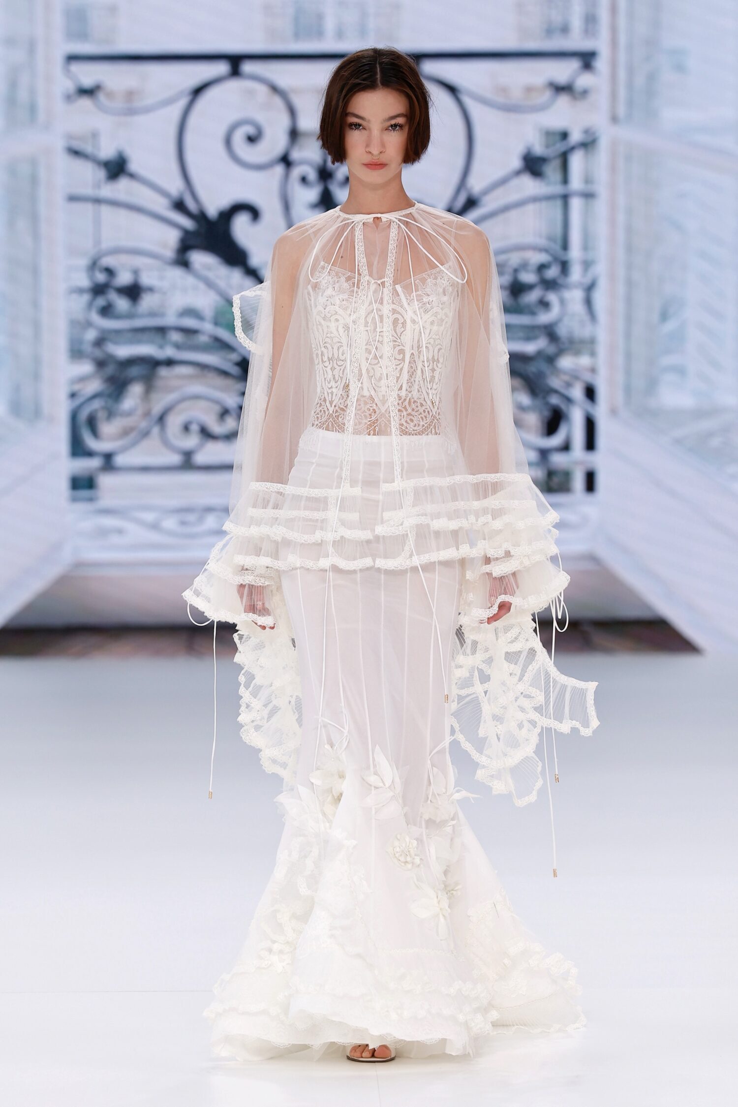 2026 Yolan Cris -29-26 Balık Kesim V Yaka Romantik Gelinlik