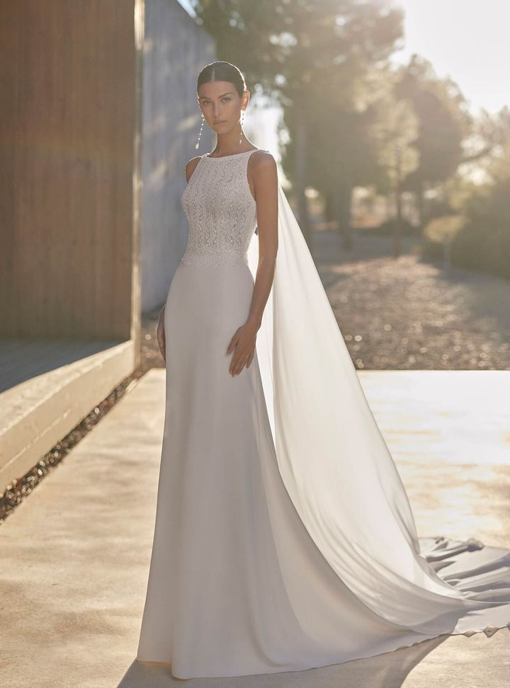 2025 Rosa Clara -15-25 A Kesim Bisiklet Yaka Gelinlik