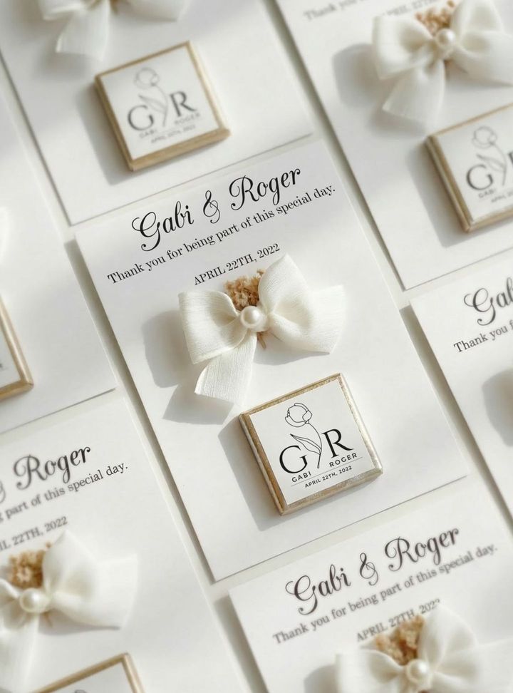 Beyaz Fiyonklu Söz-Nişan Çikolatası Çikolata / Kurabiye Nikah Hediyelik