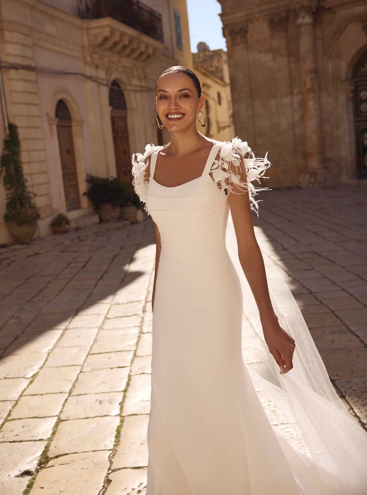 Modeca Gelinlik 05-26 Balık Kesim Bohem Tarlatansız Gelinlik