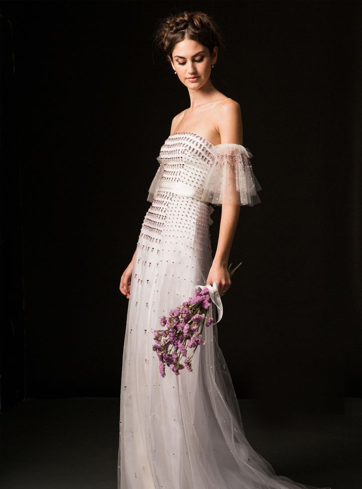 Temperley London İşlemeli Düz Kesim Gelinlik