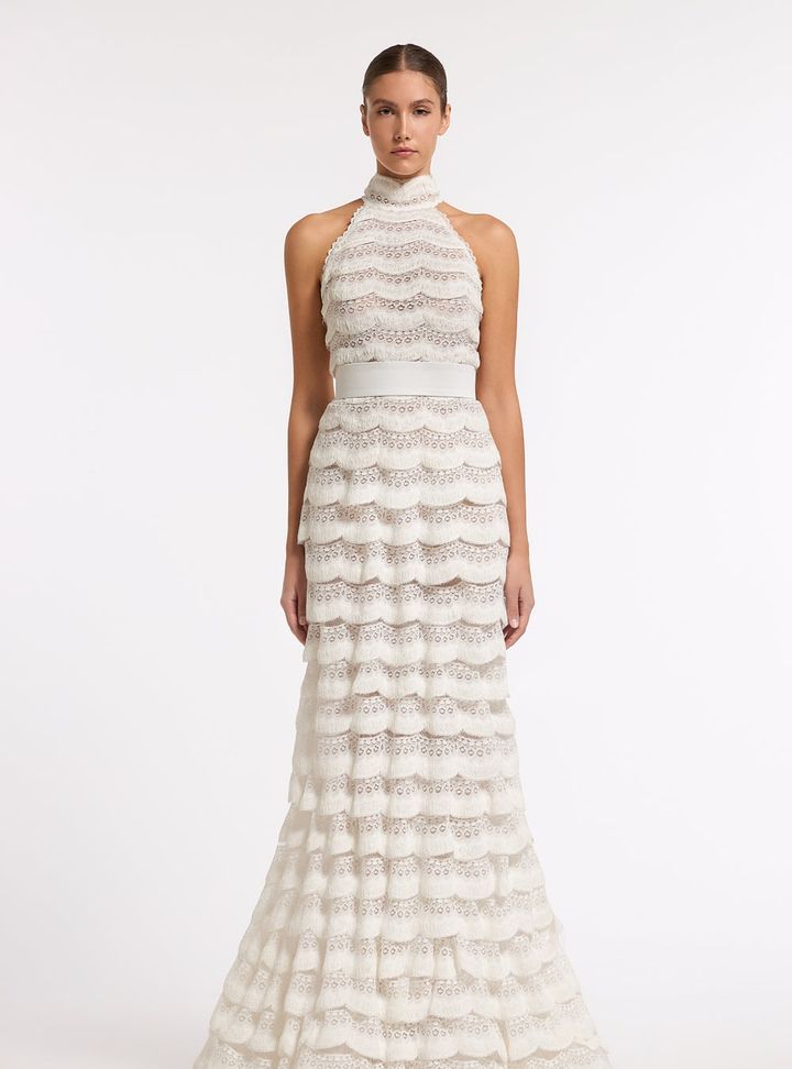 2026 Costarellos-14-26 Balık Kesim Bohem Halter Yaka Gelinlik