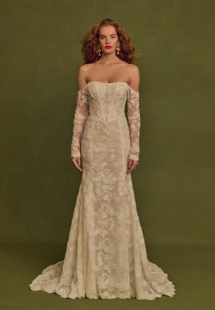 2026 Idan Cohen -12-26 Balık Kesim Düşük Omuz Göğüs Dekolteli Gelinlik