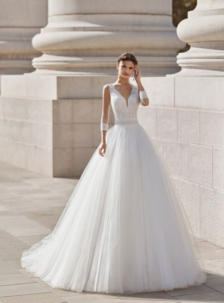 Prenses Kesim Uzun Kollu Gelinlik