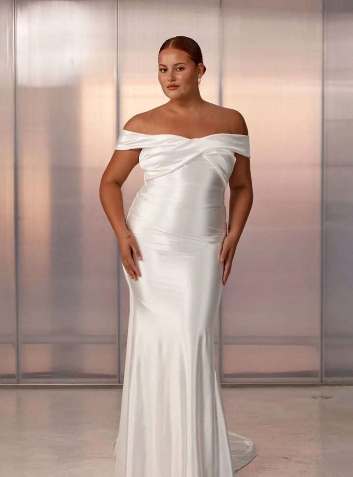 2025 Grace Loves Lace -3-25 Balık Kesim Düşük Omuz Modern Gelinlik