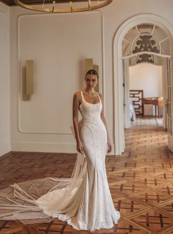 2025 Wona Concept -7-25 Balık Kesim U Yaka Gelinlik