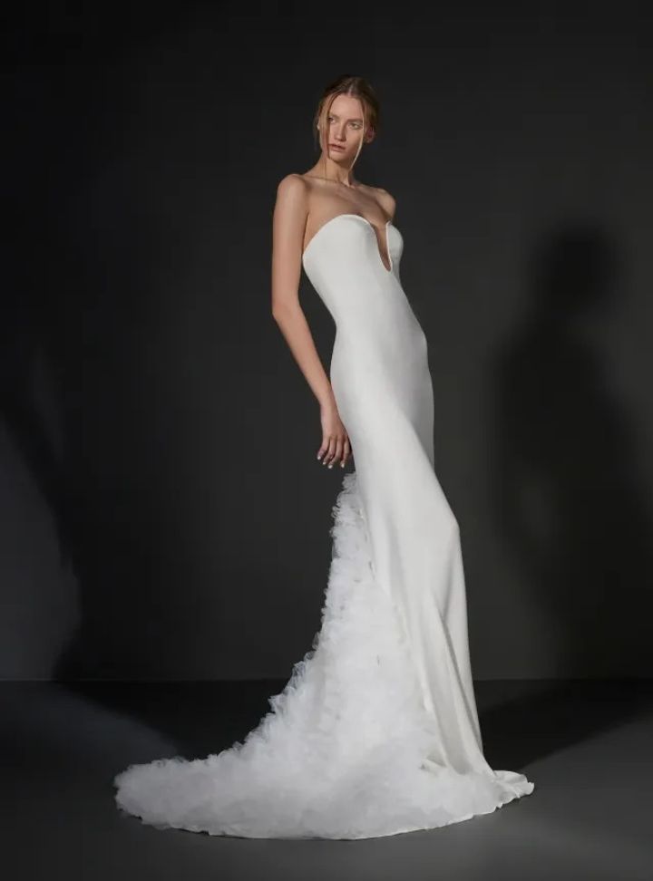 2025 Vera Wang Straplez Yaka Balık Gelinlik