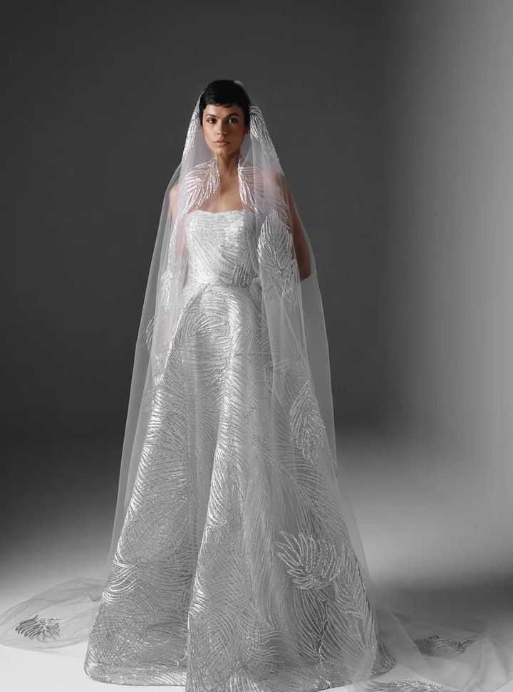 2025 Naeem Khan Straplez Yaka A kesim Gelinlik