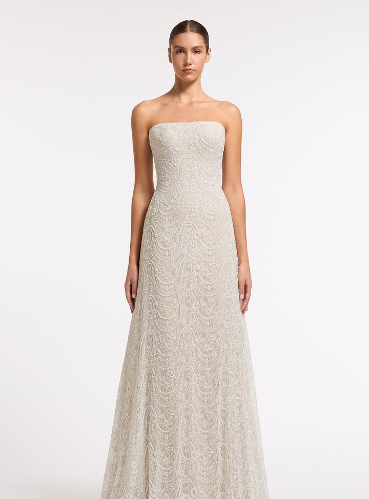 2026 Costarellos-11-26 A Kesim Straplez Göğüs Dekolteli Gelinlik