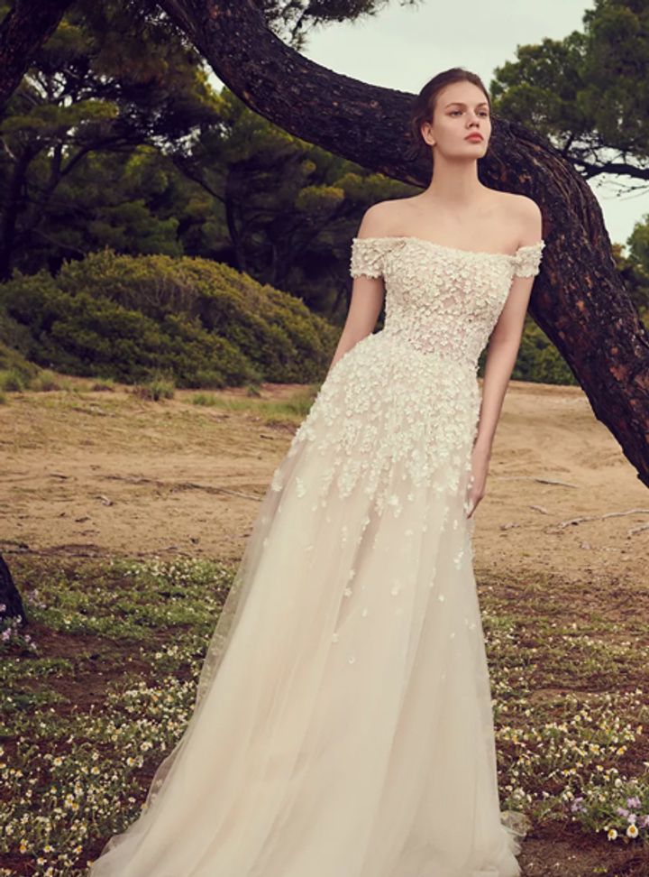 Costarellos Düşük Omuz Gelinlik