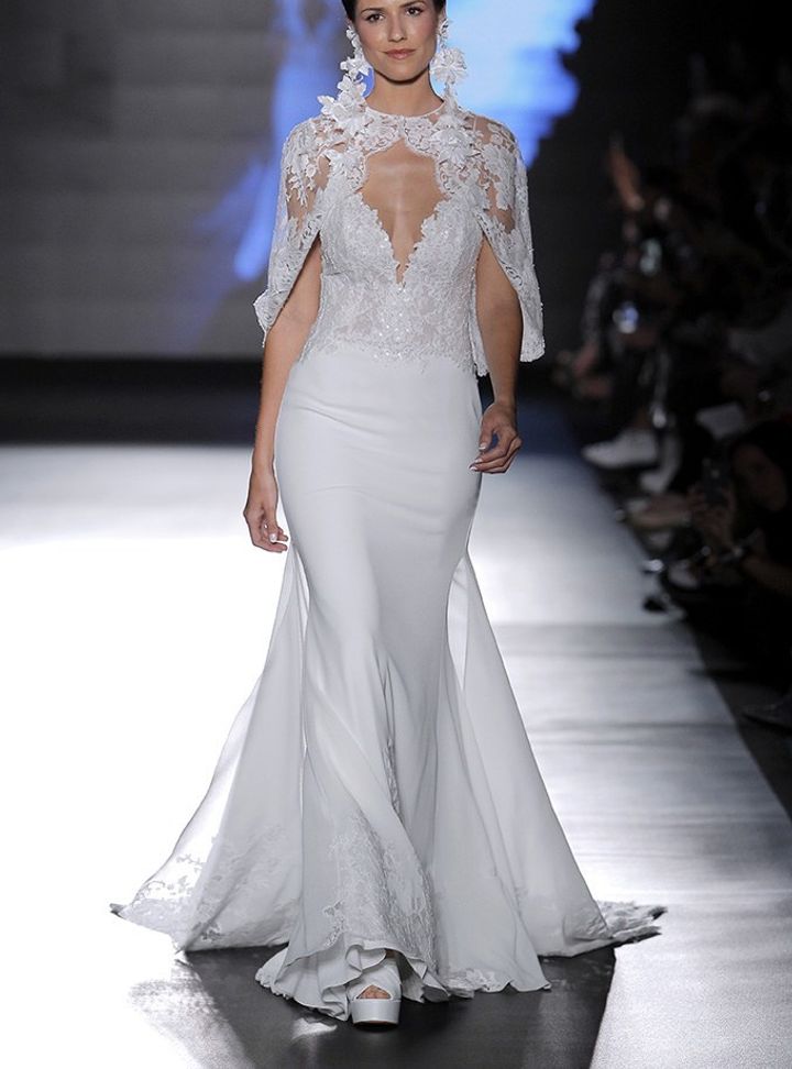 Rosa Clara Kısa Pelerinli Gelinlik