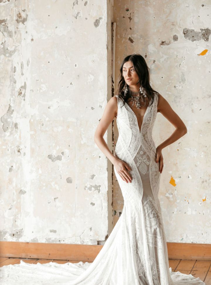 Rue de Seine Derin V Yaka Gelinlik