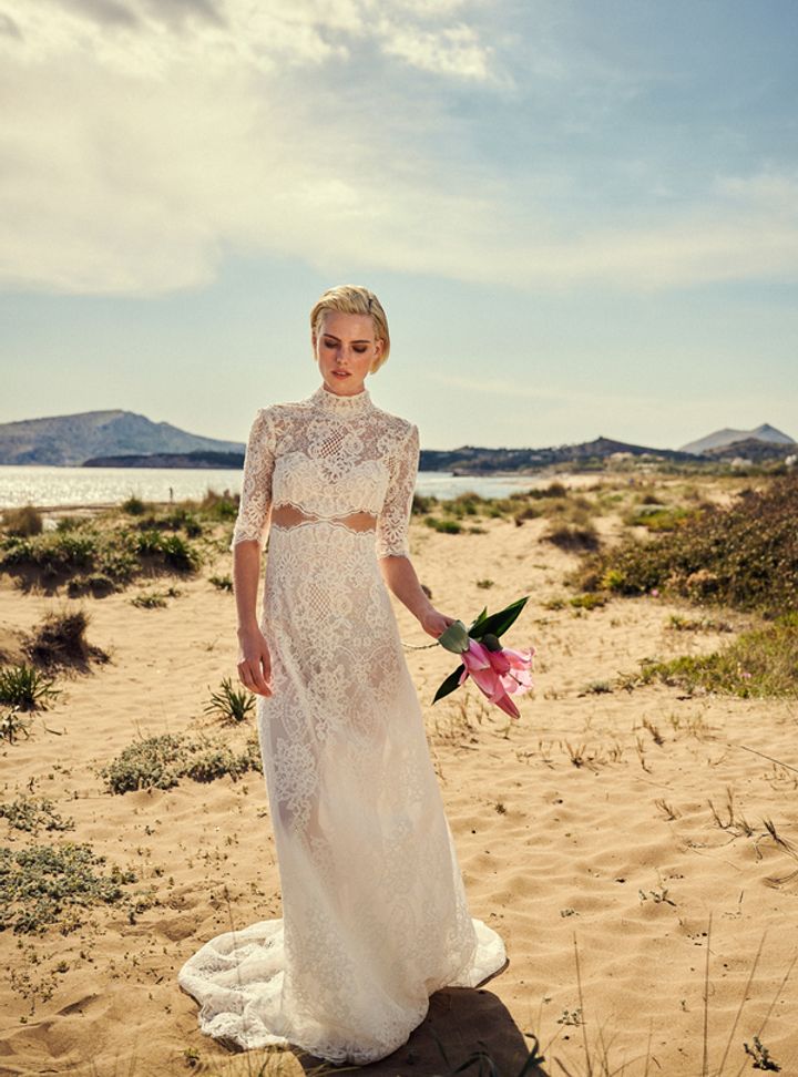 Güpür Detaylı Bohem Gelinlik