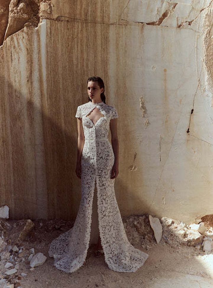 2025 Costarellos Kısa Kollu Balık Gelinlik