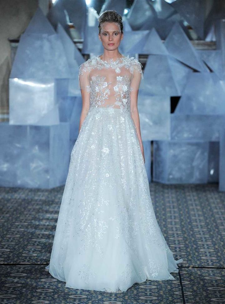 Mira Zwillinger  İllüzyon Yaka A Kesim Gelinlik