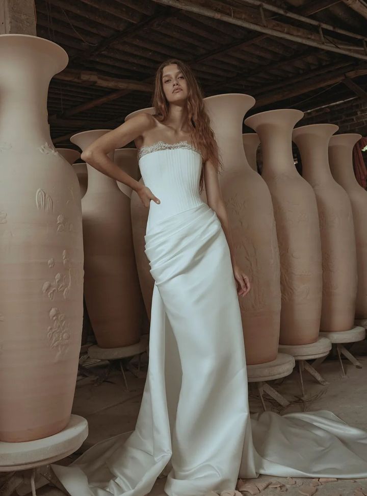 2026 Kyha-12-26 Balık Kesim Straplez Modern Gelinlik