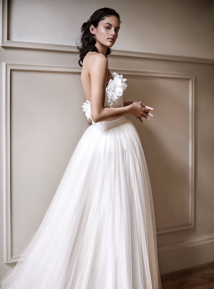 Viktor & Rolf Çiçek Desenli Straplez Gelinlik