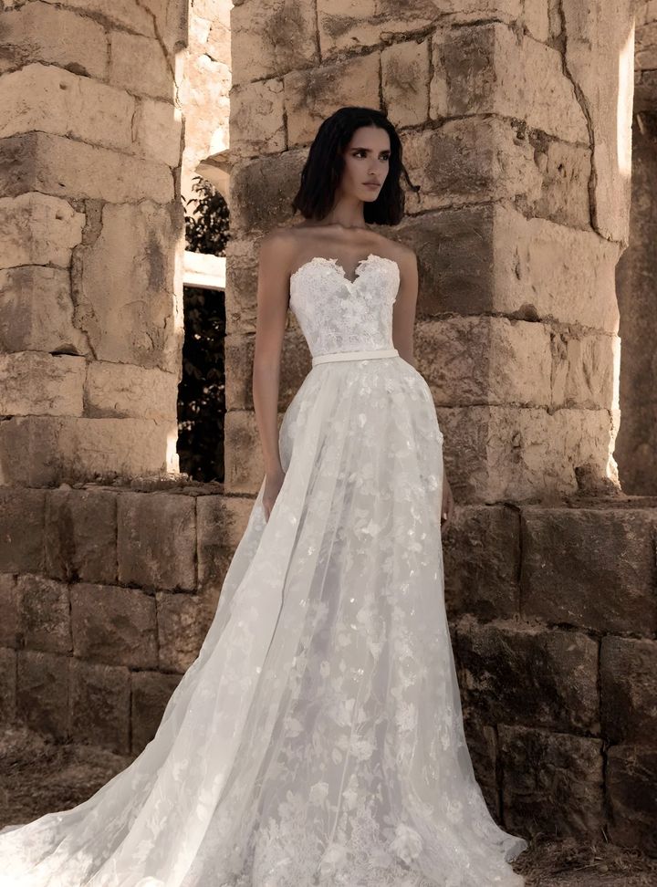 2026 Saiid Kobeisy -40-26 A Kesim Straplez Modern Gelinlik