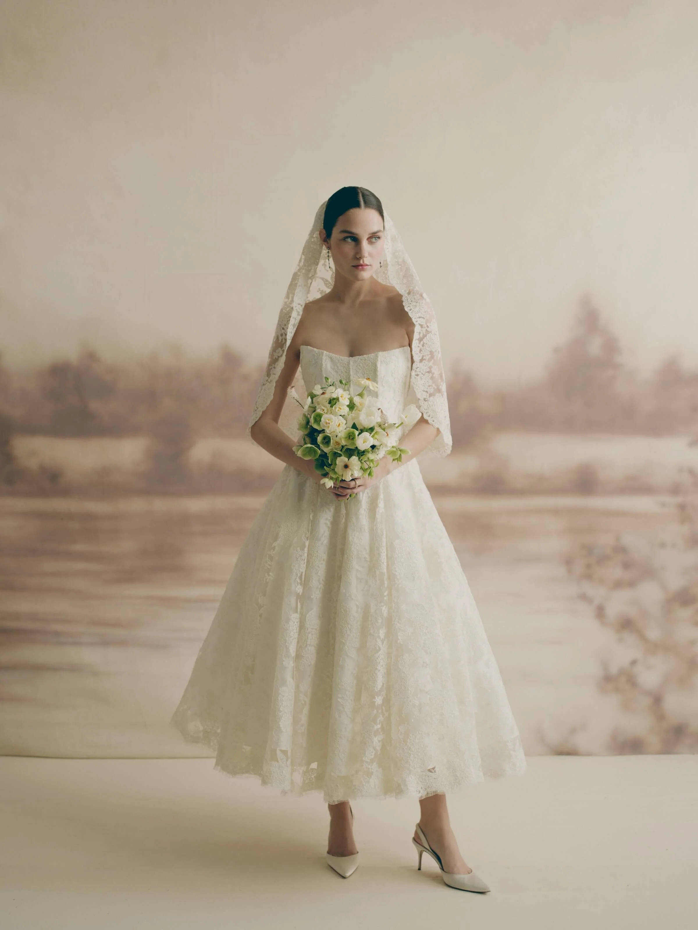 2026 Markarian -14-26 A Kesim Straplez Göğüs Dekolteli Gelinlik