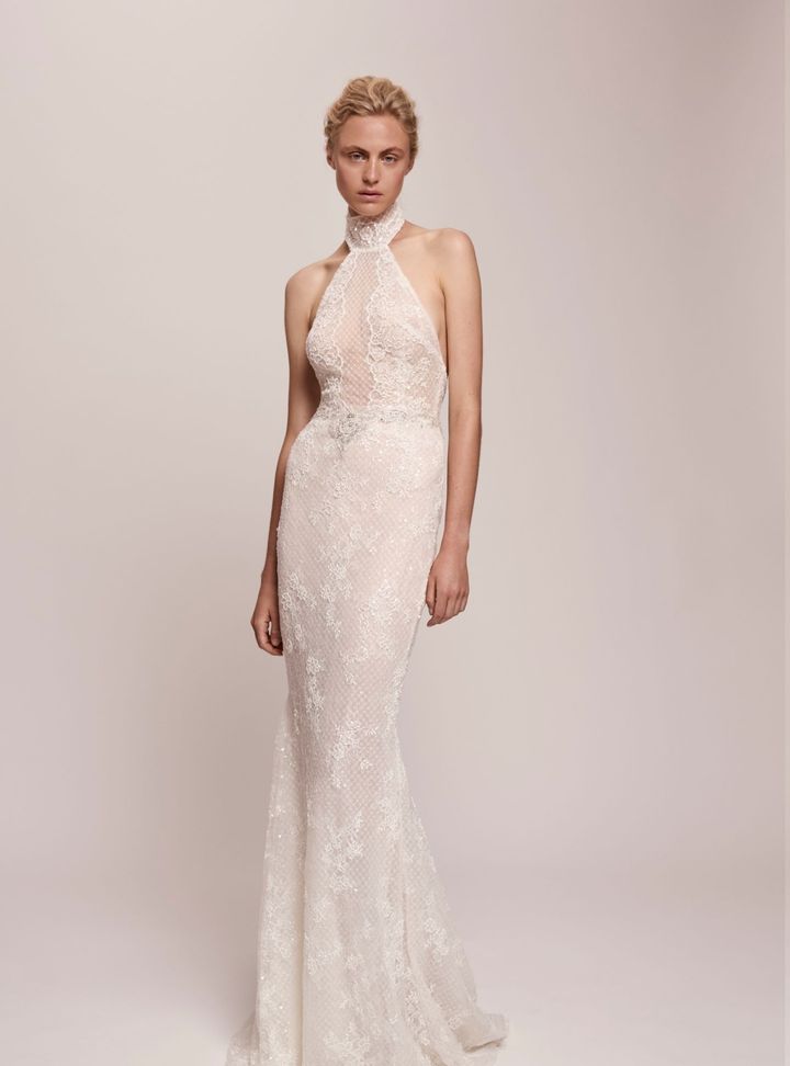 2026 Jaclyn Whyte-34-26 Balık Kesim Sırt Dekolteli Halter Yaka Gelinlik