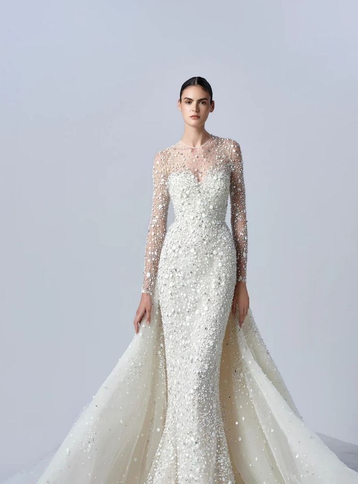 2026 Elie Saab-30-26 Balık Kesim Sırt Dekolteli Romantik Gelinlik