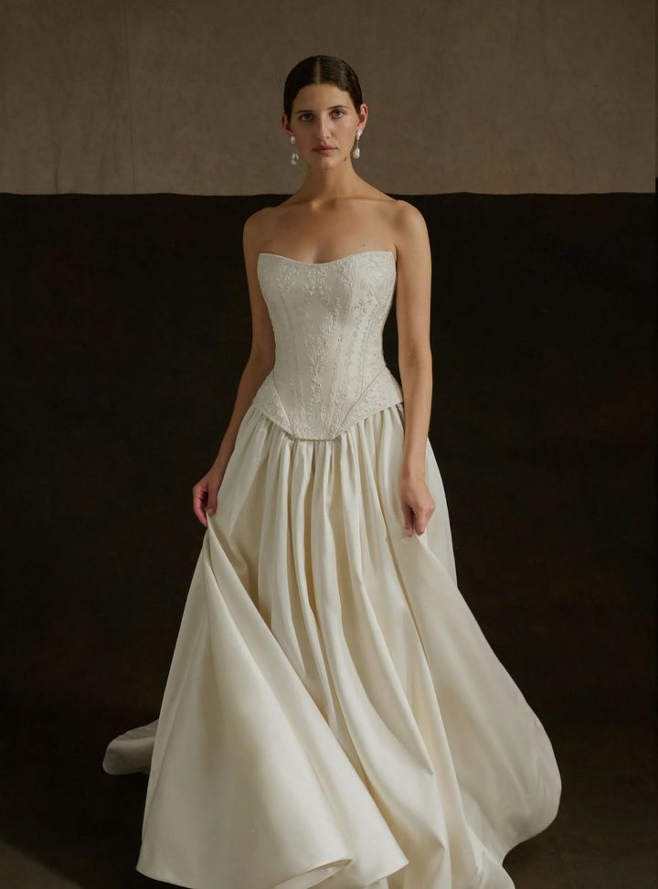 2026 Enaura-24-26 A Kesim Straplez Vintage Gelinlik