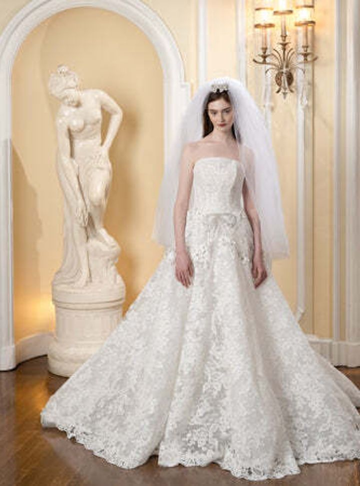 2025 Reem Acra Staplez Yaka A kesim Gelinlik