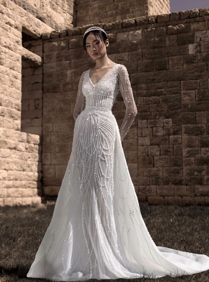 2026 Saiid Kobeisy -42-26 A Kesim V Yaka Göğüs Dekolteli Gelinlik