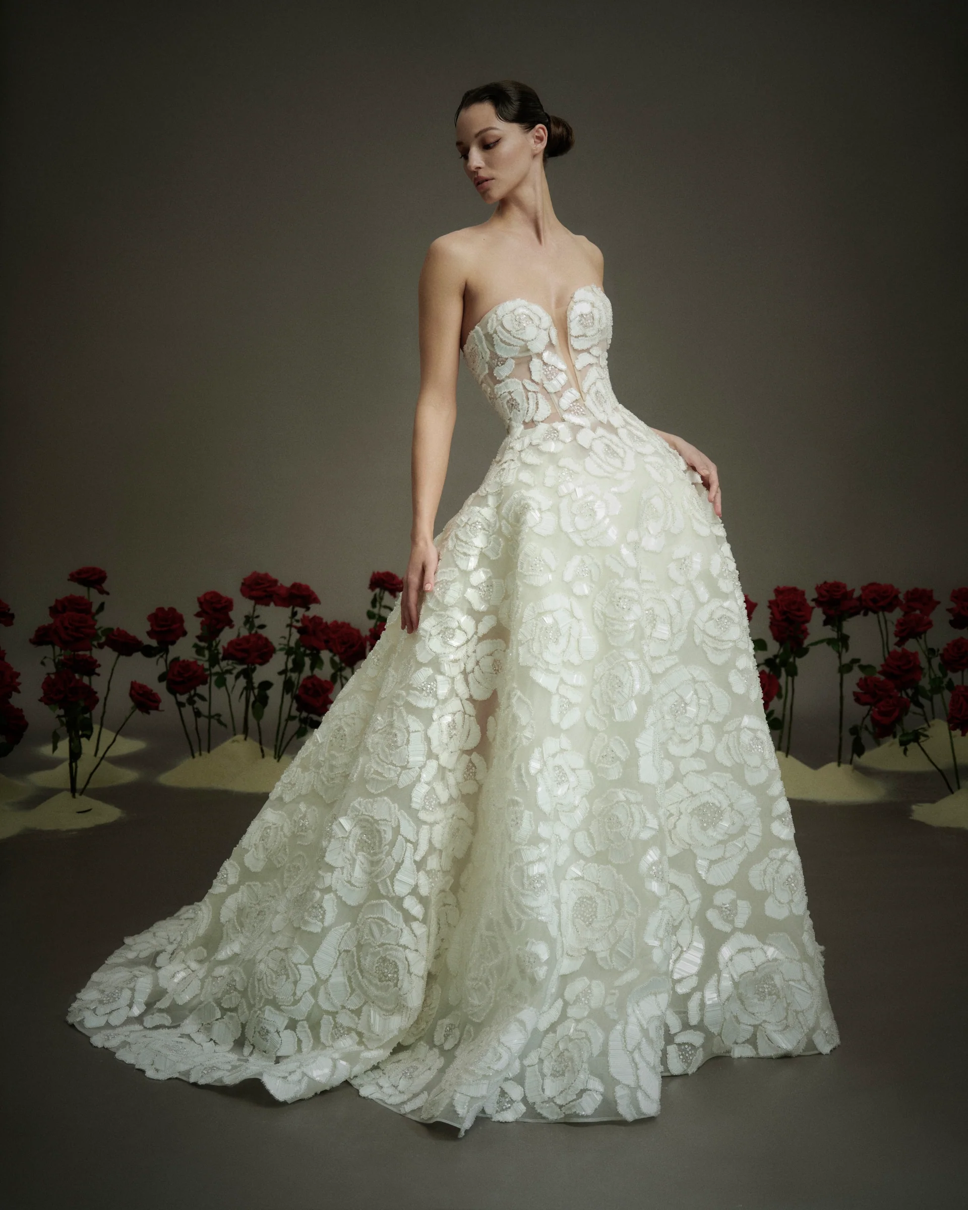 2026 Nicole + Felicia -17-26 A Kesim Straplez Sırt Dekolteli Gelinlik