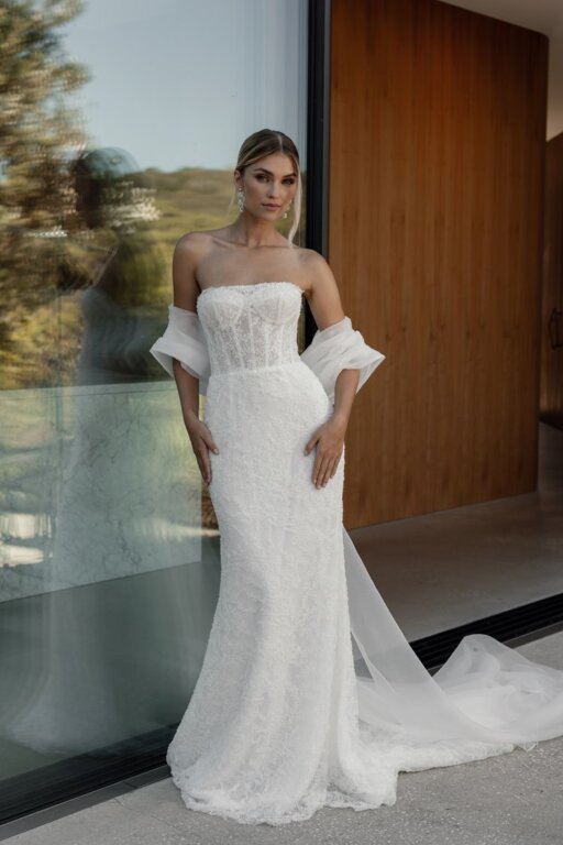 2025 La Premiere Bridal Dantel Straplez Gelinlik - 1