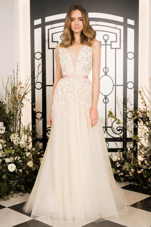 2020 Jenny Packham V Yaka A Kesim Gelinlik A kesim V yaka  Romantik gelinlik