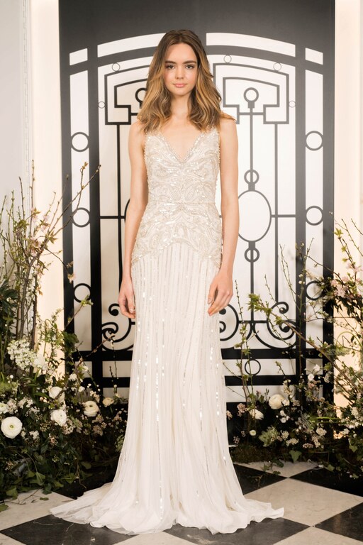 2020 Jenny Packham İllüzyon Yaka Gelinlik gelinlik - 1