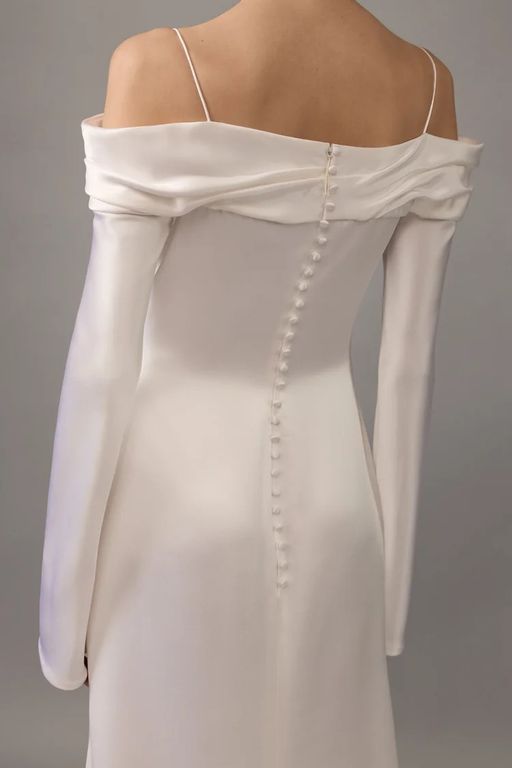 2026 House Of Gilles 24-26 Vintage Tarlatansız Düşük Omuz Gelinlik 2