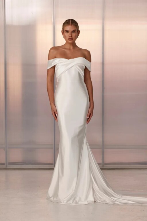 2025 Grace Loves Lace Düşük Omuz Saten Gelinlik - 1
