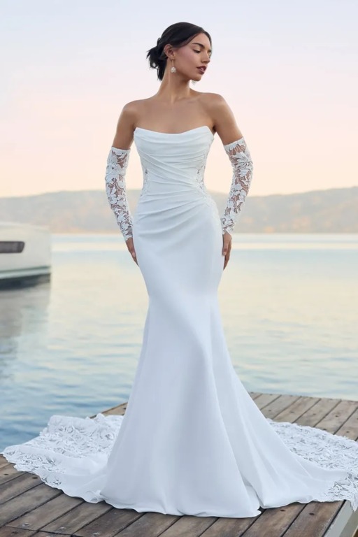 2025 Sophia Tolli Dantel Kollu Gelinlik