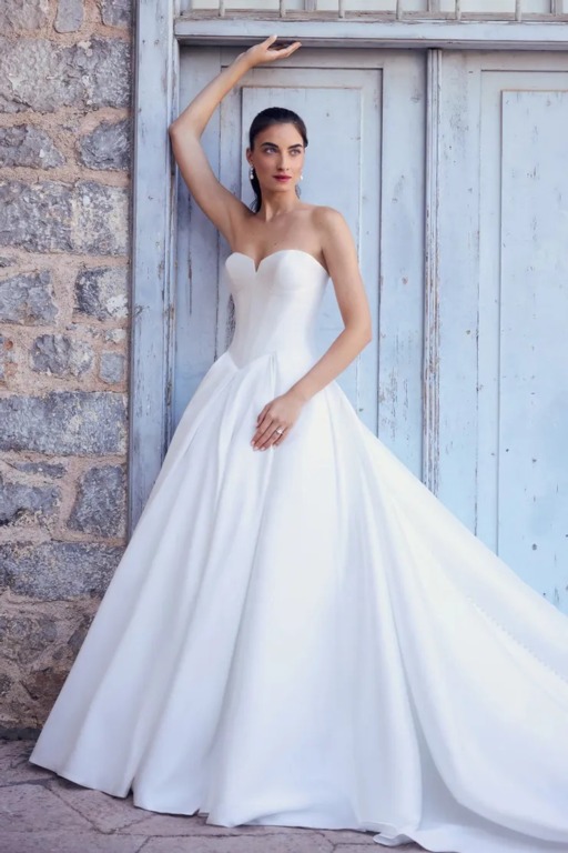 2025 Sophia Tolli Saten Straplez Gelinlik
