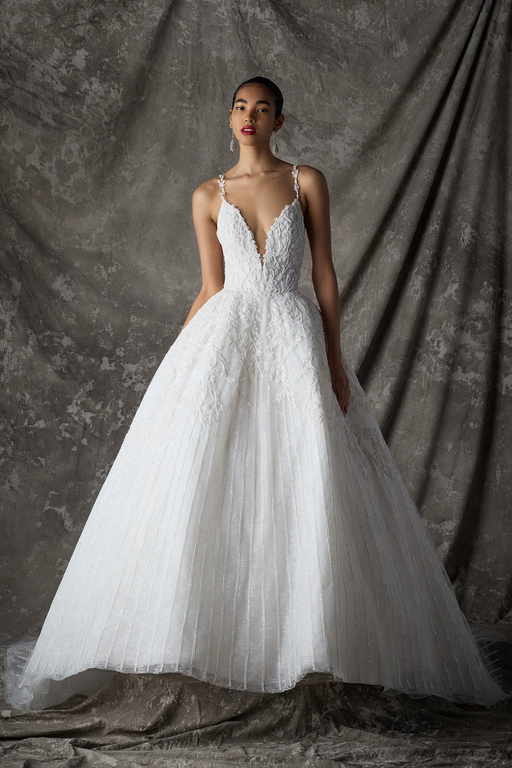 2026 Ines di Santo -52-26 A Kesim V Yaka Modern Gelinlik