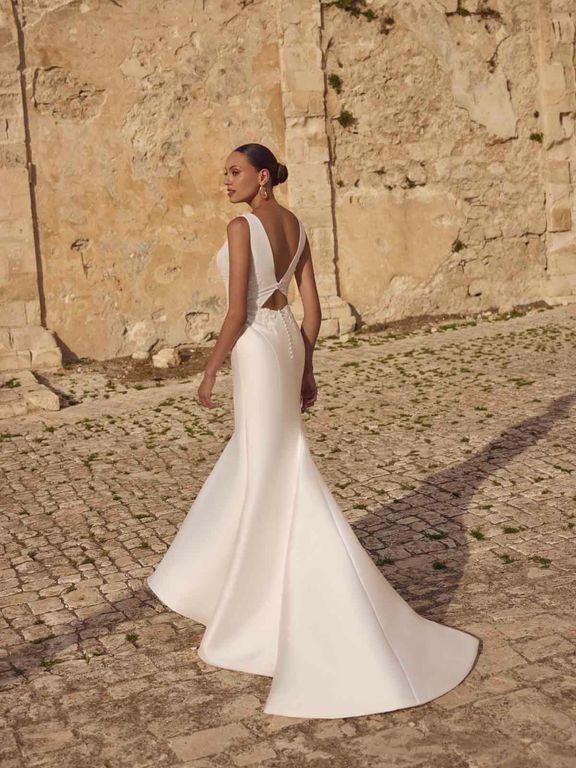 Modeca Gelinlik 04-26 Balık Kesim Bohem Tarlatansız Gelinlik 4