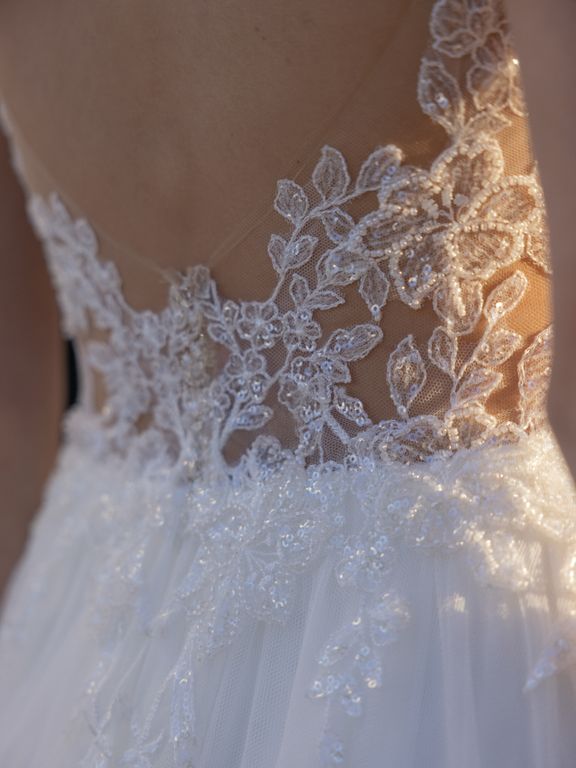 2026 Modeca Gelinlik 217-26 Bohem Vintage Tarlatansız Gelinlik 4