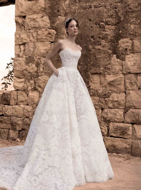 2026 Saiid Kobeisy -37-26 A Kesim Straplez Modern Gelinlik