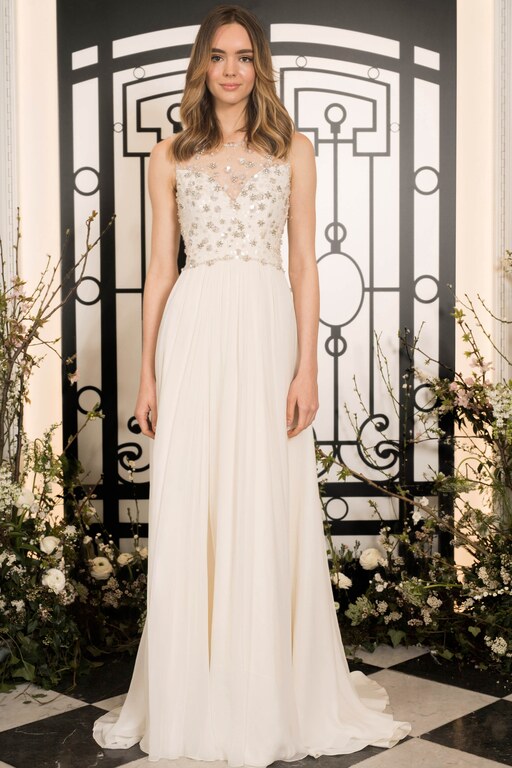 2020 Jenny Packham İllüzyon Yaka Gelinlik gelinlik - 2