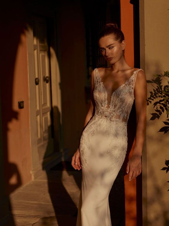 2026 Modeca Gelinlik 102-26 Balık Kesim Bohem Sırt Dekolteli Gelinlik 2